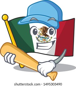 Playing baseball flag mexico in the cartoon shape