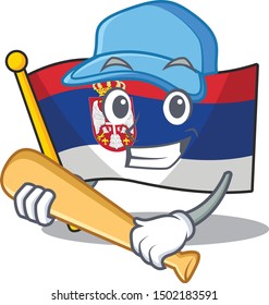 Playing baseball flag serbia isolated with the character