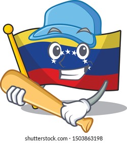 Playing baseball flag venezuela with the cartoon shape
