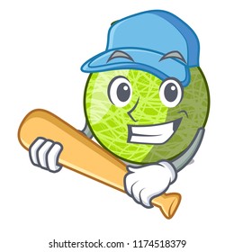 Playing baseball fresh melon isolated on character cartoon