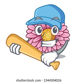 Playing baseball gerbera flower pot above character table