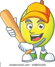 Playing baseball gomortega fruit cartoon character mascot shape