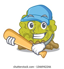 Playing baseball green coral reef in character shape
