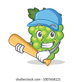 Playing baseball green grapes character cartoon