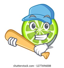 Playing baseball green lemon slices in cartoon glass