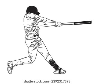 playing baseball hand drawn vector illustration