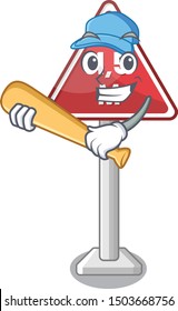 Playing baseball height limit mascot shaped on character