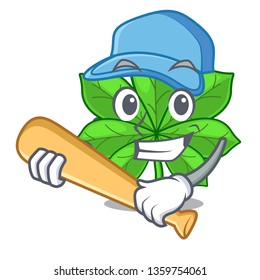 Playing baseball horse chestnut isolated in the cartoon