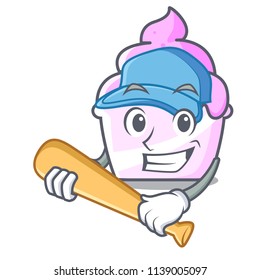 Playing baseball ice cream paper cup character cartoon