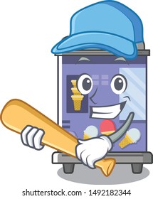 Playing baseball ice cream vending machine cartoon formed character