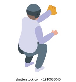 Playing baseball icon. Isometric of playing baseball vector icon for web design isolated on white background