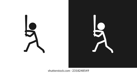 Playing baseball icon pictogram vector design. Stick figure man baseball player vector icon sign symbol pictogram. Stickman holding a baseball bat. Team sports concept