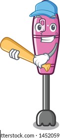 Playing baseball immersion mascot blender on kitchen table