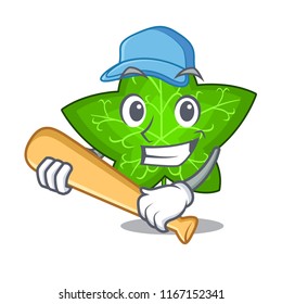 Playing baseball ivy leaf isolated on character cartoon