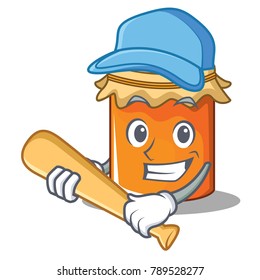 Playing baseball jam character cartoon style
