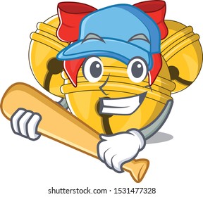 Playing baseball jingle bell on cartoon christmas tree