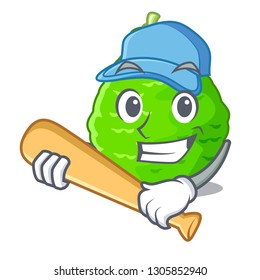 Playing baseball kaffir lime basket of vegetable mascot