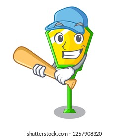 Playing baseball lamps post collection in a cartoon