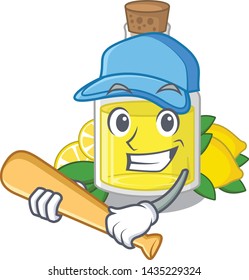 Playing baseball lemon oil in the mascot shape