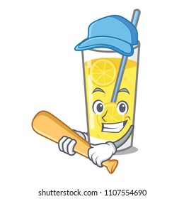 Playing baseball lemonade character cartoon style
