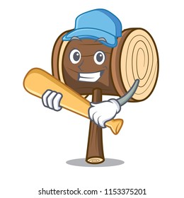 Playing baseball mallet character cartoon style