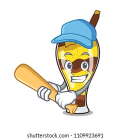 Playing baseball mangonada fruit character cartoon