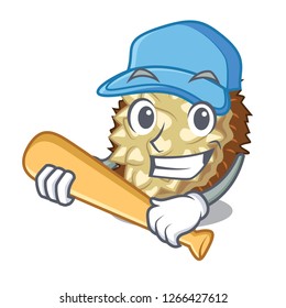 Playing baseball marang fruit isolated on a cartoon