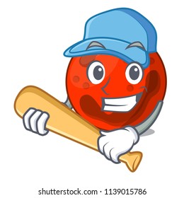 Playing baseball mars planet character cartoon