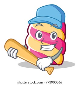 Playing baseball marshmallow character cartoon style