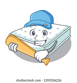 Playing baseball mattress isolated on the with mascot