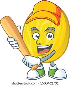 Playing baseball melon cartoon character for dessert mascot