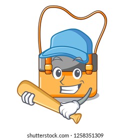 Playing baseball messenger bag on a isolated mascot