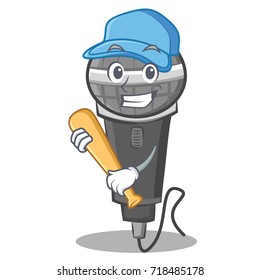 Playing baseball microphone cartoon character design