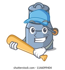 Playing baseball milk can character cartoon