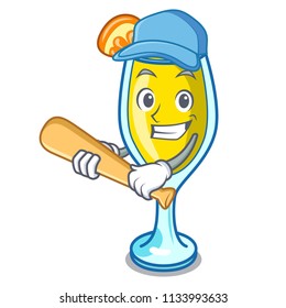 Playing baseball mimosa character cartoon style