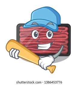 Playing baseball minced meat isolated in the character