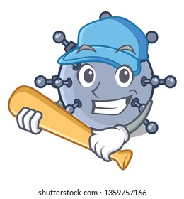 Playing baseball mine underwater isolated with the mascot