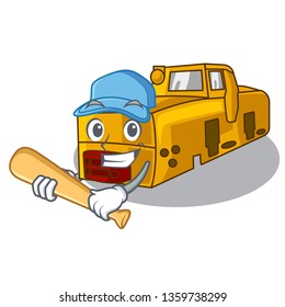 Playing baseball miniature locomotive mine in cartoon shape