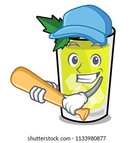 Playing baseball mint julep character cartoon