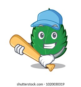 Playing baseball mint leaves character cartoon