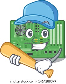 Playing baseball motherboard isolated with in the characater