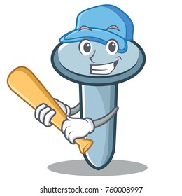 Playing baseball nail character cartoon style