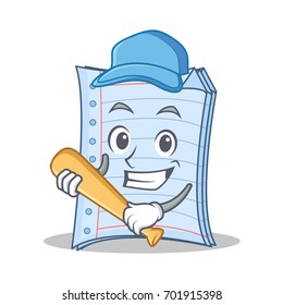 Playing baseball notebook character cartoon style