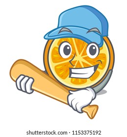 Playing baseball orange character cartoon style