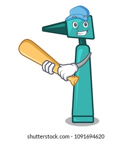 Playing baseball otoscope character cartoon style