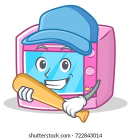 Playing baseball oven microwave character cartoon