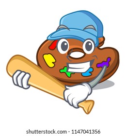 Playing baseball palette character cartoon style