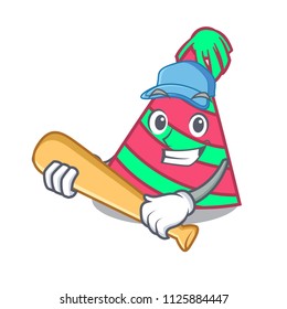 Playing baseball party hat character cartoon