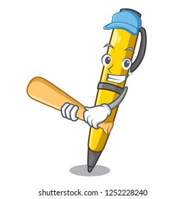 Playing baseball Pen shape that on a cartoon
