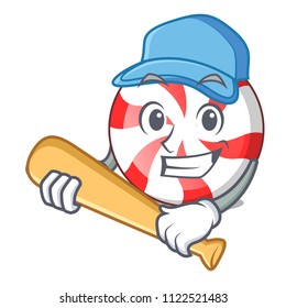 Playing baseball peppermint candy character cartoon